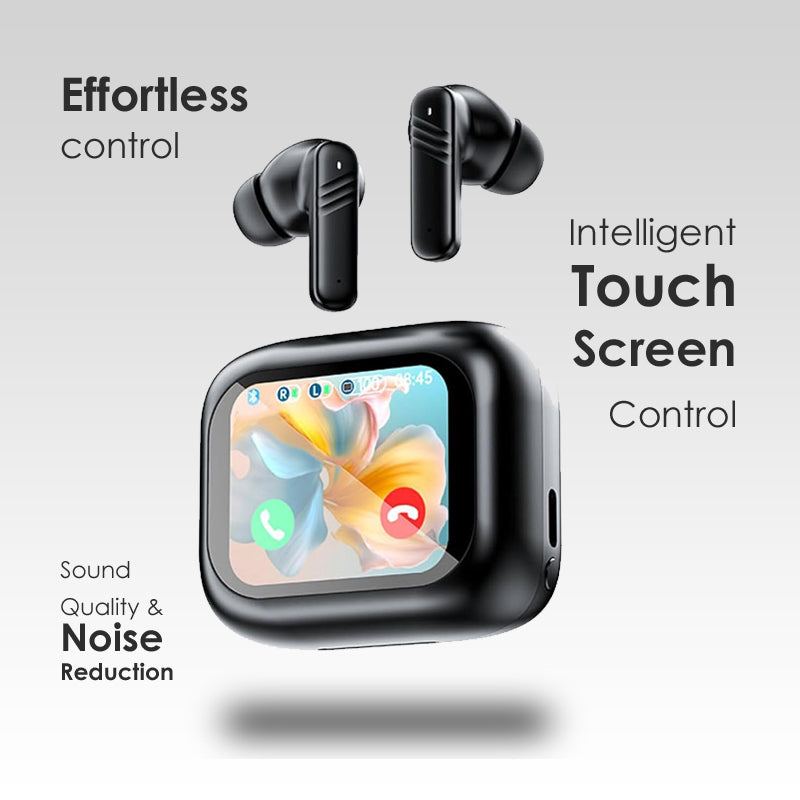 Touch Screen Earbuds, Wireless Earbuds with Smart Screen, Active Noise Cancelling Technology, TWS Bluetooth Earbuds, Sports Waterproof Headphones