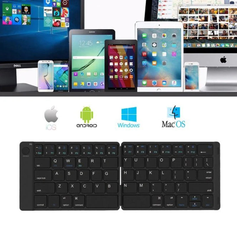 Leather Surface Wireless Mini Bluetooth Folding Keyboard Laptop Tablet Phone Keyboard