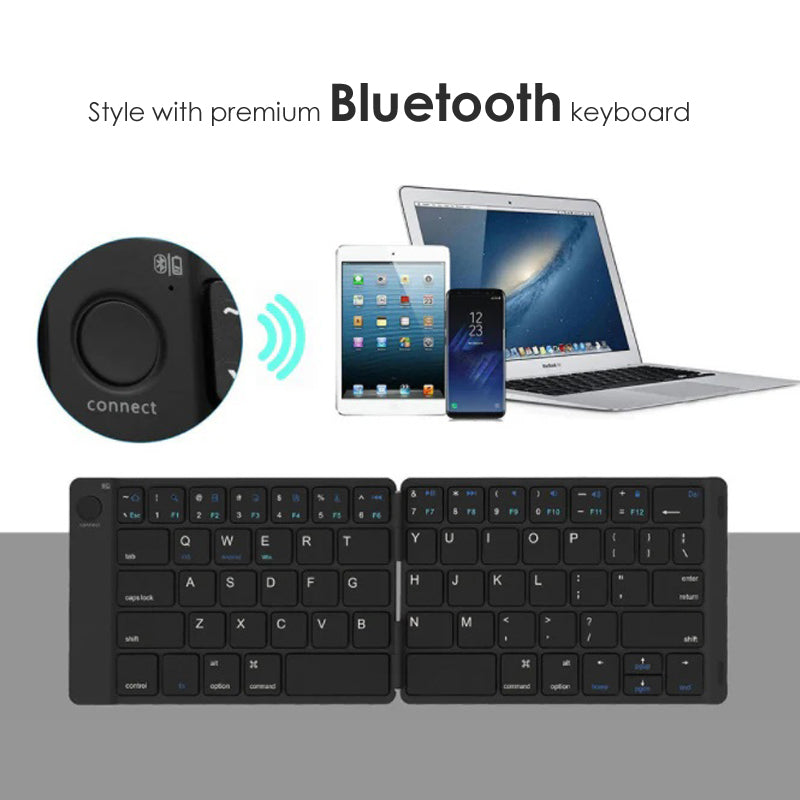 Leather Surface Wireless Mini Bluetooth Folding Keyboard Laptop Tablet Phone Keyboard