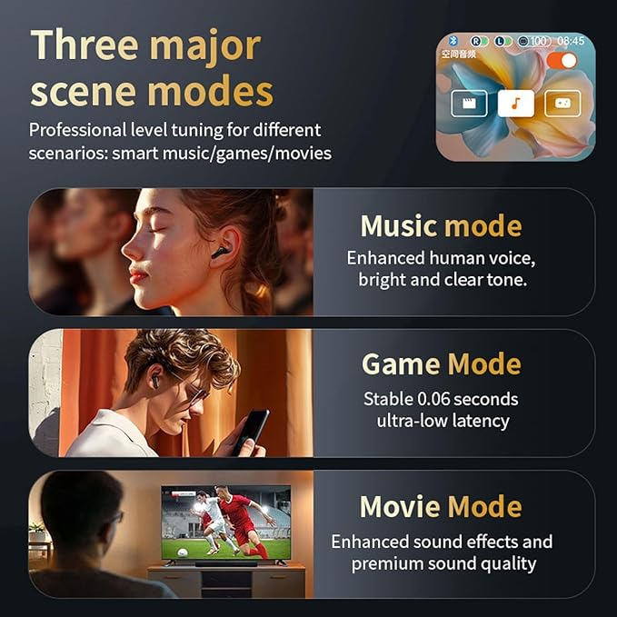 Touch Screen Earbuds, Wireless Earbuds with Smart Screen, Active Noise Cancelling Technology, TWS Bluetooth Earbuds, Sports Waterproof Headphones