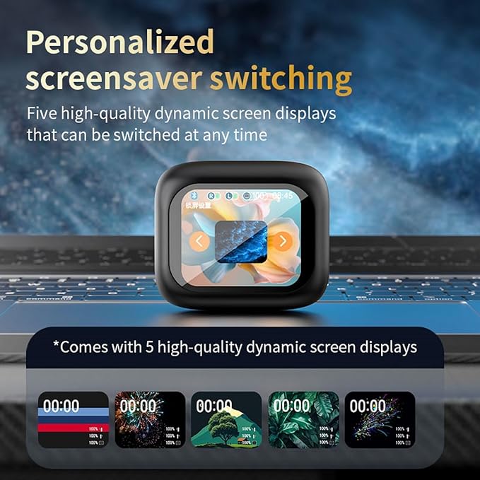 Touch Screen Earbuds, Wireless Earbuds with Smart Screen, Active Noise Cancelling Technology, TWS Bluetooth Earbuds, Sports Waterproof Headphones